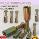 PRECAST CONCRETE-LIFTING ANCHORS STAINLESS STEEL-GALVANIZED